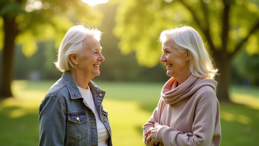 Seniori sarunā parkā